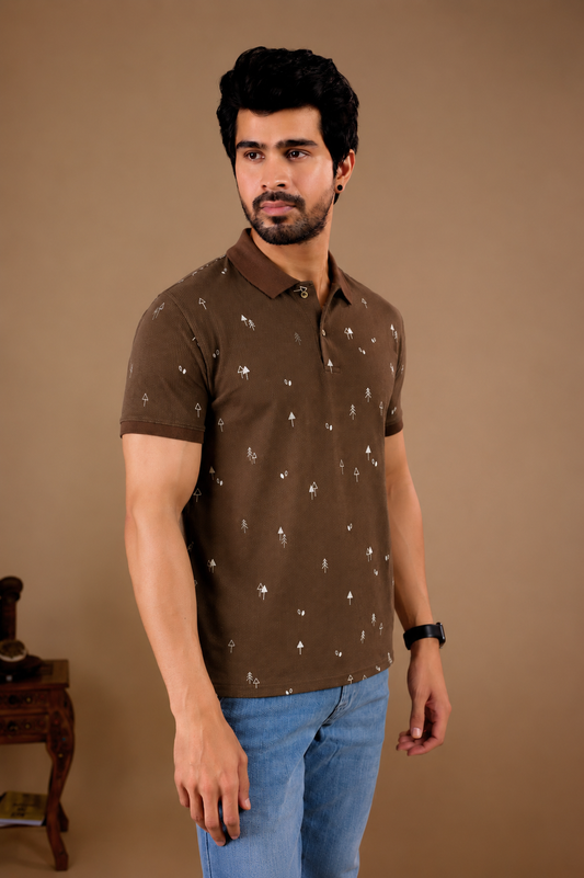 Tshirtsbuddy Mens Rustic Brown Polo T-Shirt
