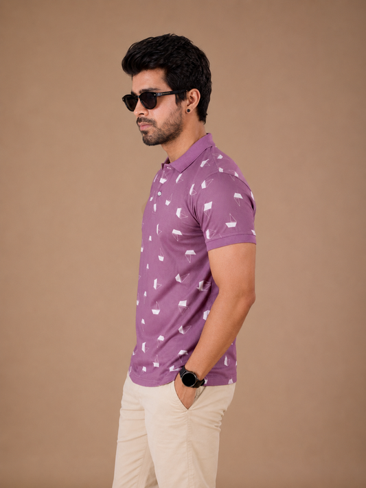 Tshirtsbuddy Men's Lavender Polo T-Shirt