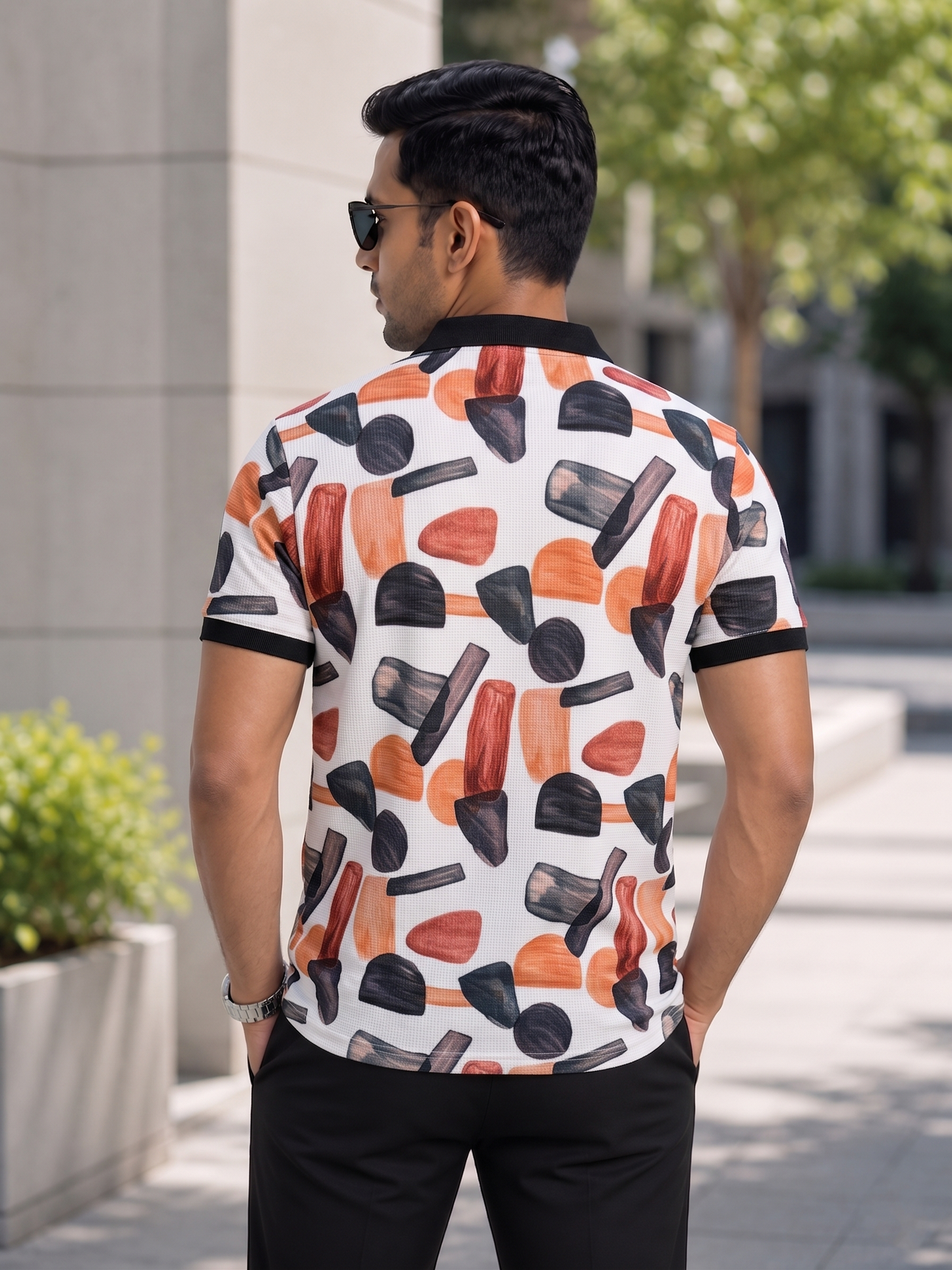 Tshirtsbuddy Men's Watercolor Abstract Shape Polo T-Shirt