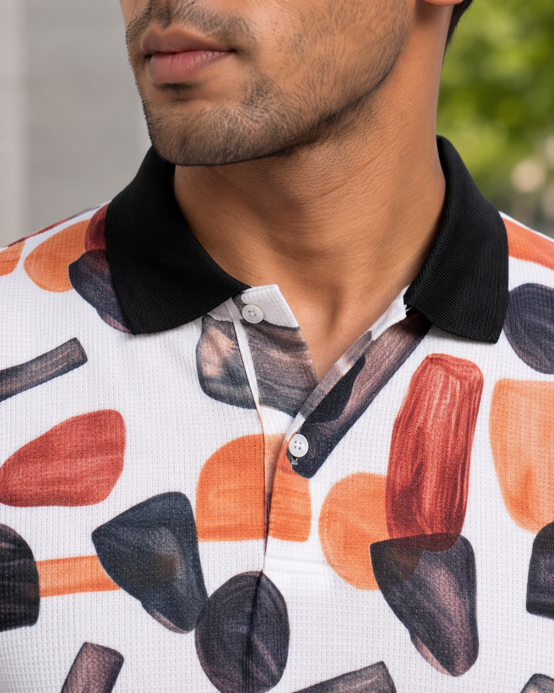 Tshirtsbuddy Men's Watercolor Abstract Shape Polo T-Shirt