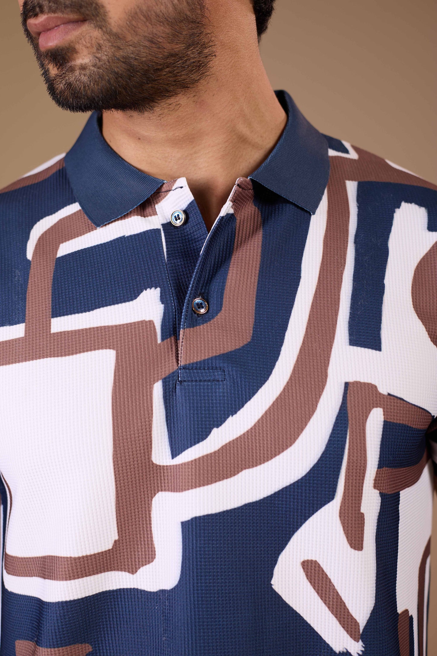 tshirtsbuddy Men's Geometric Brushstroke Pattern Polo T-Shirt