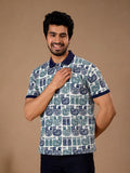 Tshirtsbuddy Men's Folk Art Bird and Floral Polo T-Shirt