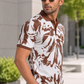 Tshirtsbuddy Men's Rustic Brown Abstract Camo & Leaf Print Polo T-Shirt