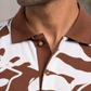 Tshirtsbuddy Men's Rustic Brown Abstract Camo & Leaf Print Polo T-Shirt