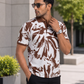 Tshirtsbuddy Men's Rustic Brown Abstract Camo & Leaf Print Polo T-Shirt