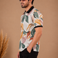 Tshirtsbuddy Men's Tropical Leaf & Feather Print Polo T-Shirt