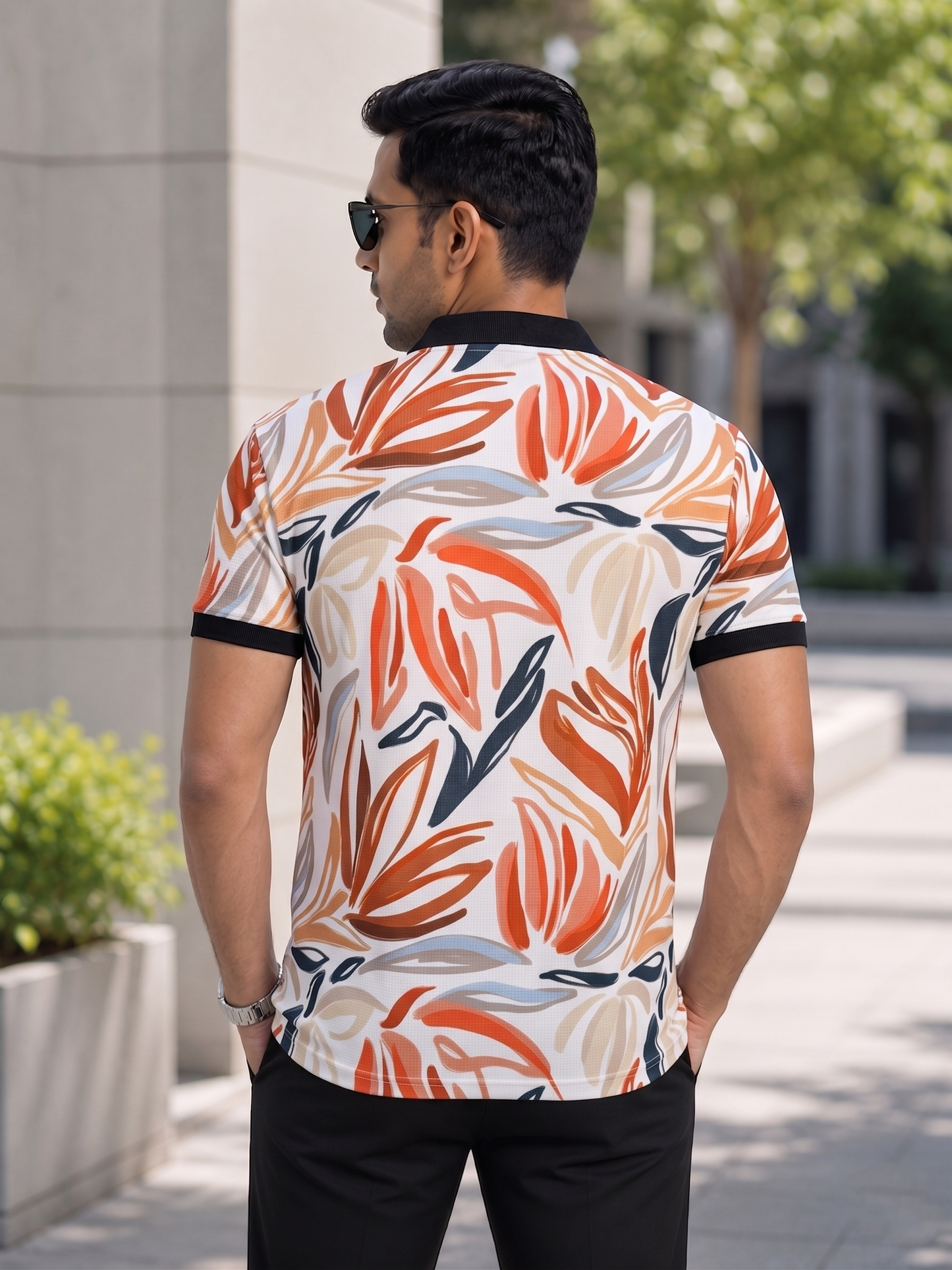 Tshirtsbuddy Men's Abstract  Floral Polo T-Shirt