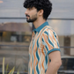 Tshirtsbuddy Men's Vintage Wavy Stripe Polo T-Shirt