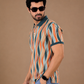 Tshirtsbuddy Men's Vintage Wavy Stripe Polo T-Shirt