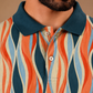 Tshirtsbuddy Men's Vintage Wavy Stripe Polo T-Shirt