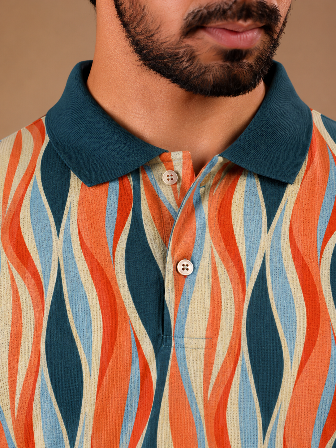 Tshirtsbuddy Men's Vintage Wavy Stripe Polo T-Shirt