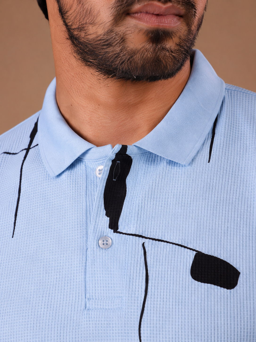 Tshirtsbuddy Abstract Print Men's Light Blue Polo T-Shirt
