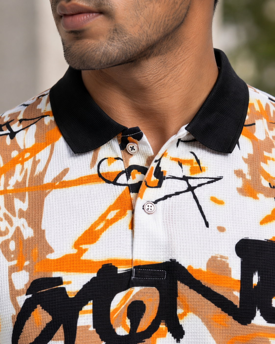 TshirtsBuddy Men's Urban Graffiti-Tag Abstract Print Polo Tshirt