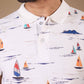Tshirtsbuddy Men's White Nautical Sailboat Polo T-Shirt