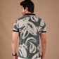 TshirtsBuddy Mens Rustic Distressed White Leaf Print Polo Tshirt
