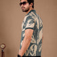 TshirtsBuddy Mens Rustic Distressed White Leaf Print Polo Tshirt