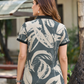 Women Olive Leaf Printed Polo T-Shirt with Collar