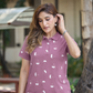 Women lavender Geometric Printed Polo T-Shirt