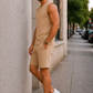 Men’s Beige Sleeveless Tank Top with Matching Shorts