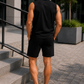 Men’s Black Sleeveless Tank Top with Matching Shorts
