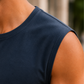 Men’s Navy Blue Sleeveless Tank Top with Matching Shorts