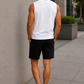 Men’s White Sleeveless Tank Top with Black Shorts