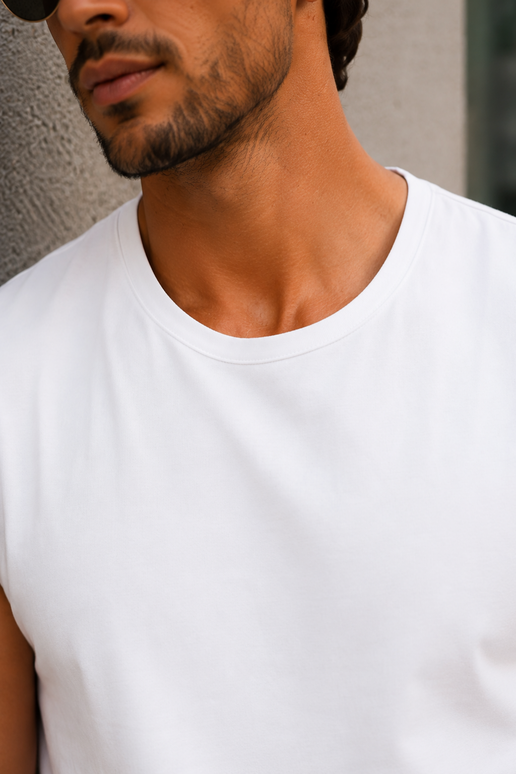 Men’s White Sleeveless Tank Top with Black Shorts
