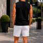 Men’s Black Sleeveless Tank Top with White Shorts