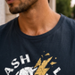 Men’s Navy Blue Graphic Sleeveless Tank Top with White Shorts