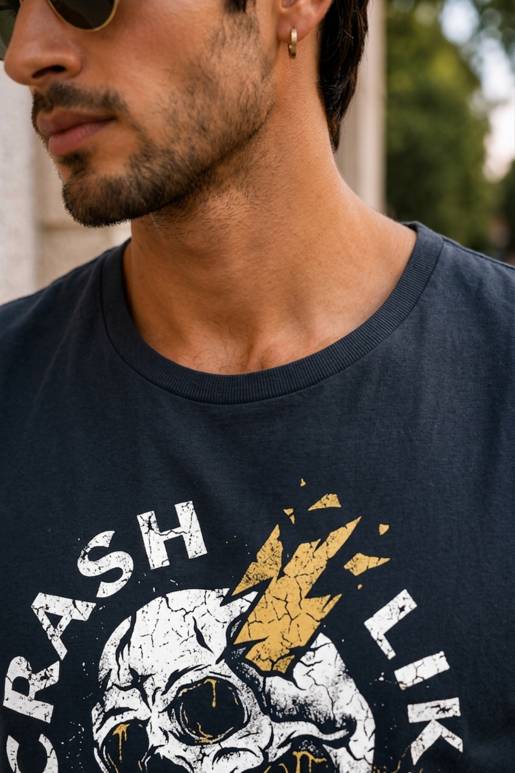Men’s Navy Blue Graphic Sleeveless Tank Top with White Shorts