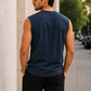 Men’s Navy Blue Sleeveless Tank Top with Black Shorts