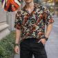 Men’s Multicolor Botanical Print Camp Collar Shirt