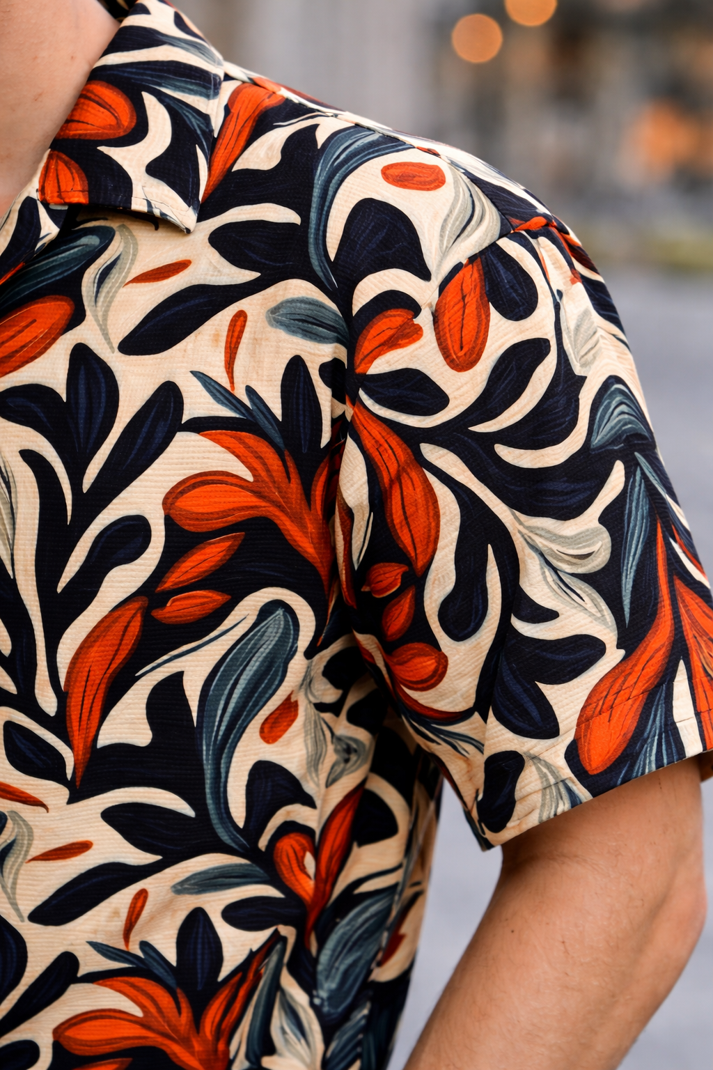 Men’s Multicolor Botanical Print Camp Collar Shirt