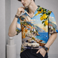 Men’s Multicolor Scenic Print Camp Collar Shirt