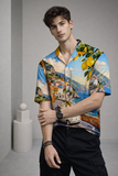Men’s Multicolor Scenic Print Camp Collar Shirt