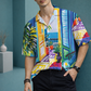 Men’s Multicolor Artistic Print Camp Collar Shirt