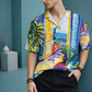 Men’s Multicolor Artistic Print Camp Collar Shirt