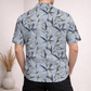 Men’s Light Grey Floral Print Camp Collar Shirt