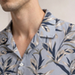 Men’s Light Grey Floral Print Camp Collar Shirt
