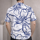 Men’s White & Blue Floral Print Camp Collar Shirt
