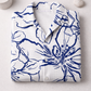 Men’s White & Blue Floral Print Camp Collar Shirt