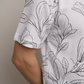 Men’s White Floral Line Art Camp Collar Shirt