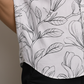 Men’s White Floral Line Art Camp Collar Shirt