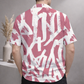 Men’s Pink Abstract Print Camp Collar Shirt
