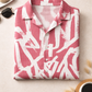 Men’s Pink Abstract Print Camp Collar Shirt