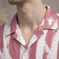 Men’s Pink Abstract Print Camp Collar Shirt