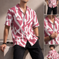 Men’s Pink Abstract Print Camp Collar Shirt