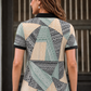 Women’s Geometric Printed Polo T-Shirt with Black Collar