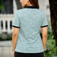 Women Sky Blue Floral Printed Polo T-Shirt