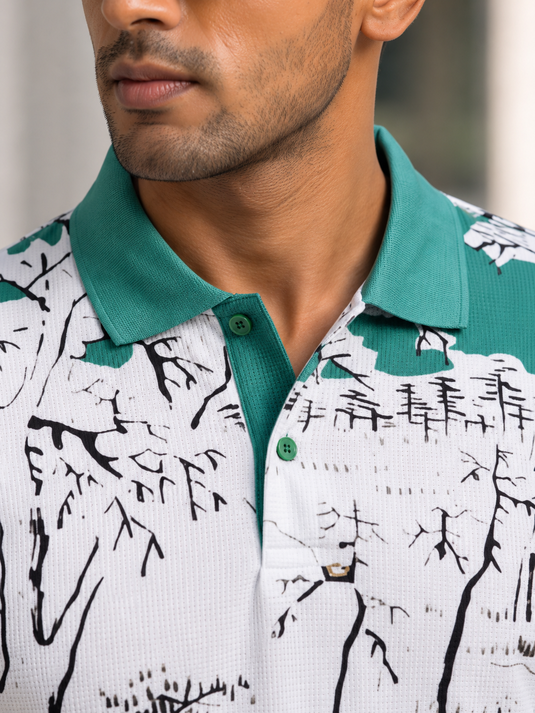 Multicolor Premium Fabric Regular Printed Polo T Shirt For Men